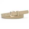Ceinture fine en cuir PU kaki pour femme avec boucle dorée pour robes et jeans - Kaki