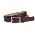 Ceinture femme vintage française en cuir gaufré rouge vin avec boucle dorée - 105cm / Rouge foncé