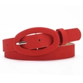 Ceinture minimaliste en similicuir rouge avec boucle ovale assortie pour femmes - Rouge Foncé / 106*2.4