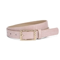 Ceinture femme rose en similicuir crocodile avec boucle rectangulaire dorée texturée - Rose