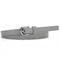 Minimalist grey suede skinny belt for women with a sleek silver metal pin buckle - Gray