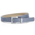 Minimalist light blue saffiano leather belt for women with elegant silver square buckle - 105*1.8 / Denim Blue