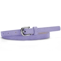Elegant lavender suede skinny belt for women featuring a polished silver needle buckle - Purple