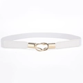 Cintura elastica sottile bianca da donna con elegante fibbia in metallo dorato intrecciata - Lunghezza 70 x Larghezza 2 / Bianco