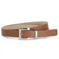 Minimalist brown faux leather belt featuring a sleek silver square buckle and pin closure - 105*1.8 / Camel