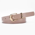 Cinturón de mujer en cuero PU rosa con hebilla dorada de textura martillada - Rosa