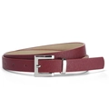 Women's burgundy leather belt with saffiano texture and elegant silver rectangular buckle - 105*1.8 / Dark Red