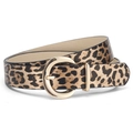 Ceinture tendance à imprimé léopard avec boucle ronde dorée classique fond blanc - Taille unique / Imprimé léopard