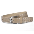 Cintura beige stile western con borchie argentate e fibbia a ferro di cavallo - Kaki