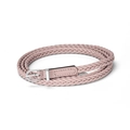Ceinture tressée rose pour femme avec boucle ardillon argentée pour robes et tuniques - Longueur 110cm x Largeur 1,0cm / Rose