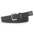Kids dark grey elastic woven canvas belt with a classic silver metal pin buckle - Length 82*2 / Dark Gray