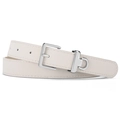 Cintura minimalista in pelle bianco crema da donna con elegante fibbia a D in argento - 105cm / Beige