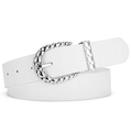 Cintura da donna bianca in ecopelle con motivo a coccodrillo e fibbia a ferro di cavallo - 106*3.3cm / Bianco