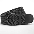 Dark grey woven belt with a round metal D-ring buckle for a minimalist casual style - Black / 110*4