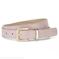 Cintura da donna rosa con trama a coccodrillo e fibbia quadrata in metallo dorato - 106cm*2.3cm / Rosa