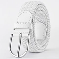 Elastic braided waist belt in white featuring a silver-tone alloy pin buckle - White