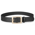 Classic black PU leather belt with a minimalist rectangular gold metal pin buckle - 106*3.3 / Black