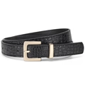 Cintura classica nera con motivo a coccodrillo e fibbia quadrata dorata per donne - 106cm*2.3cm / Nero