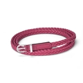 Ceinture tressée rose en similicuir pour femme avec boucle ardillon argentée - Longueur 110cm x Largeur 1,0cm / Rose rouge