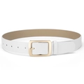 Chic white PU leather women belt with minimalist rectangular gold pin buckle design - 106*3.3 / White