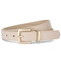 Cintura beige in pelle stampa coccodrillo con fibbia quadrata dorata lucida da donna - 106cm*2.3cm / Beige