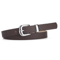 Cintura classica in pelle PU marrone scuro con fibbia ad ardiglione in metallo argento - 106*1.8cm / caffè