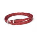 Ceinture tressée rouge pour femmes avec boucle ardillon argentée pour robes - Longueur 110cm x Largeur 1,0cm / Rouge
