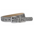 Ceinture punk grise pour femme avec trois rangées de rivets métalliques argentés - Gris