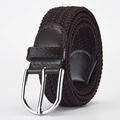 Elastic woven stretch belt for men and women in dark brown with silver buckle - Dark Coffee