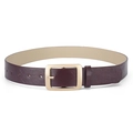 Women's minimalist dark red PU leather belt featuring a sleek rectangular gold metal buckle - 106*3.3 / Burgundy