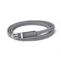 Fine ceinture tressée pour femme en gris moyen avec boucle métallique argentée élégante - Longueur 110cm x Largeur 1,0cm / Gris