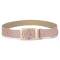 Minimalist dusty pink PU leather belt with golden rectangular buckle for women - 106*3.3 / Pink
