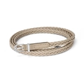Ceinture tressée fine pour femme beige avec boucle en D argentée et finition texturée - Longueur 110cm x Largeur 1,0cm / Kaki