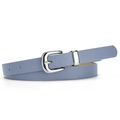 Cintura sottile in pelle PU azzurra da donna con fibbia a ferro di cavallo argentata e trama - 106*1.8cm / Blu Denim