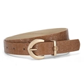 Cintura da donna in pelle PU marrone con motivo coccodrillo e fibbia dorata a ferro - 106 / Cammello