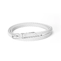 Ceinture fine pour femme en PU tressé blanc avec boucle ardillon argentée - Longueur 110cm x Largeur 1,0cm / Blanc
