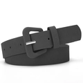 Cintura nera minimalista da donna con elegante trama litchi e fibbia quadrata classica - 105cm x 2,8cm / Nero