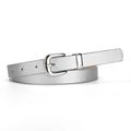 Ceinture minimaliste en cuir PU argenté avec texture métallique et boucle polie argent - 106*1.8cm / Argenté
