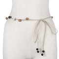 Chaîne de taille bohème faite main avec perles colorées et cordon de coton beige - Poche zippée