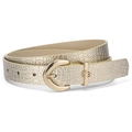 Cintura da donna in ecopelle dorata con texture coccodrillo e fibbia a ferro di cavallo - 106 / Oro Chiaro