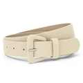 Elegante cintura beige crema da donna con fibbia coordinata e ardiglione in metallo argento - 105cm x 2,8cm / Bianco Sporco