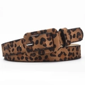 Chic leopard print belt for women with matching wrapped buckle and suede texture - Leopard Coffee