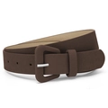 Cintura minimalista da donna in pelle marrone scuro con trama opaca e fibbia ad ardiglione argento - 105cm x 2,8cm / caffè