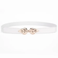 Ceinture élastique blanche élégante pour femmes avec boucle en feuilles dorées - Blanc