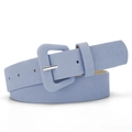 Fashionable light blue women belt with square buckle and fine vertical texture - 105*2.8 / Denim Blue