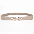 Ceinture élastique kaki pour femme avec boucle feuille dorée pour robes et pulls - Kaki