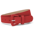 Minimalist red leather belt for women with matching square buckle and silver pin - 105*2.8 / Dark Red