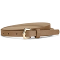 Classic tan brown faux leather belt with a golden pin buckle for women outfits - 105*1.4 / Camel