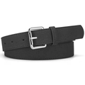 Cinturón clásico negro de imitación cuero mate para mujer con hebilla de metal plateado - 105cm x 2.8cm / Negro