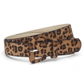 Stylish leopard print belt for women featuring a faux suede texture and wrapped square buckle - 105*2.8 / Leopard Coffee